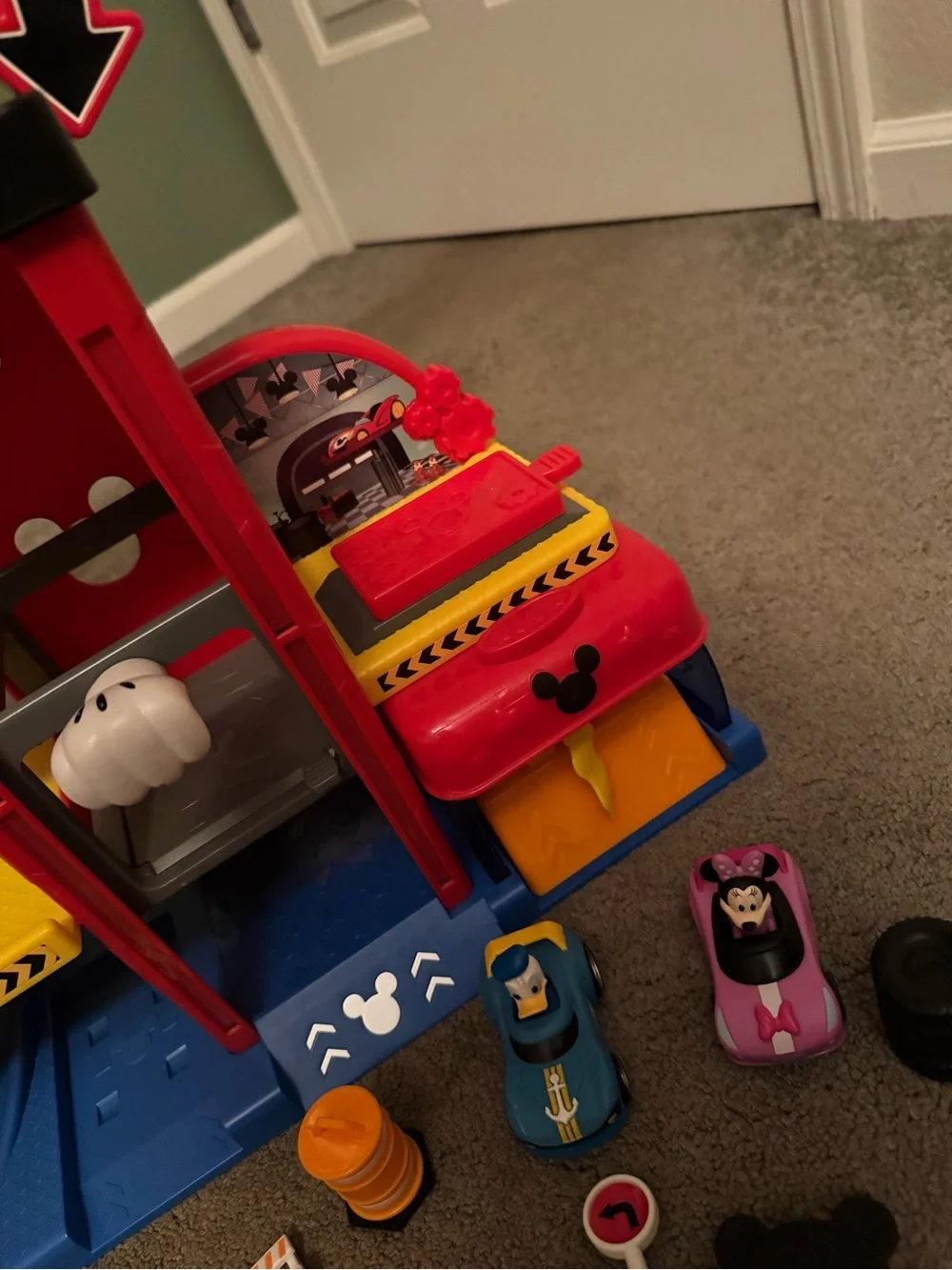 Disney Mickey's Garage Playset - Red, Yellow, Blue